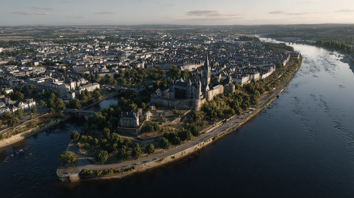 Vue panoramique d'Angers avec le château et les quartiers résidentiels pour investissement LMNP